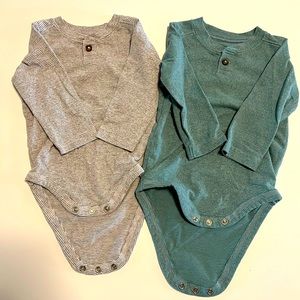 Two 9m Jumping Bean Henley Shirt Onesies